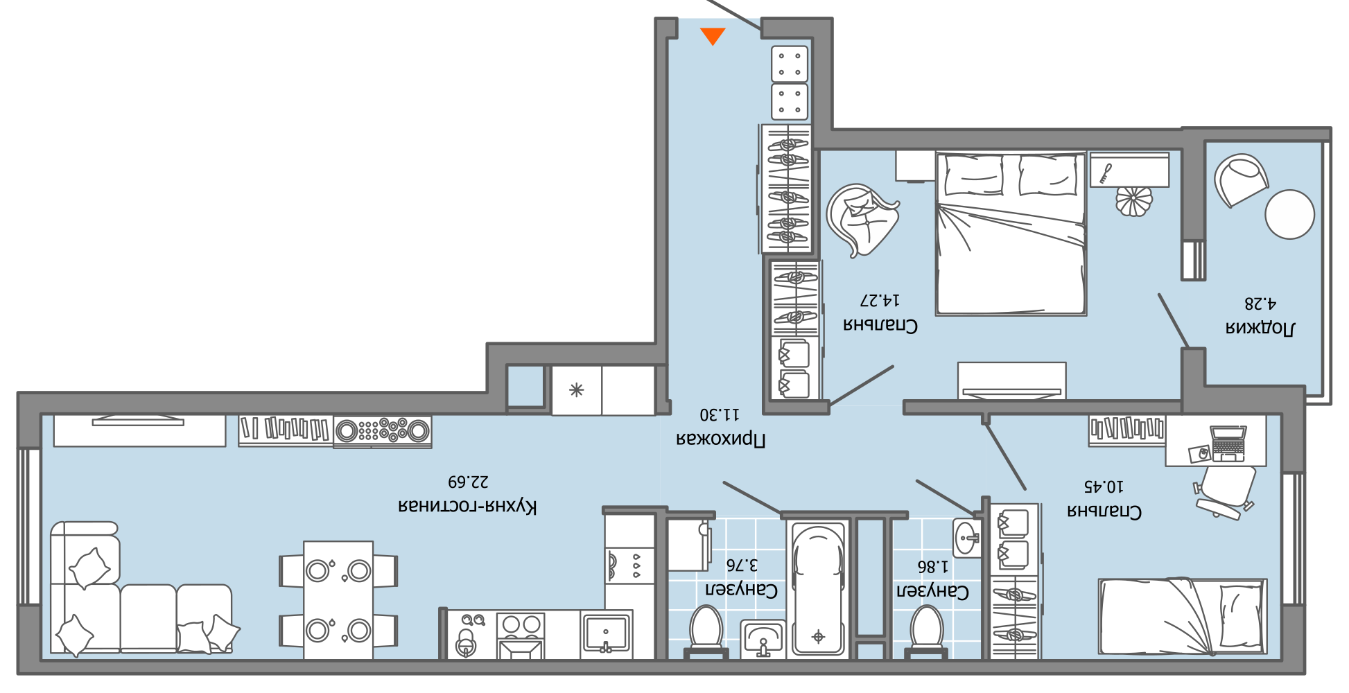 3-комнатная 66 м2 в ЖК ULTRAGRAD корпус null этаж 7