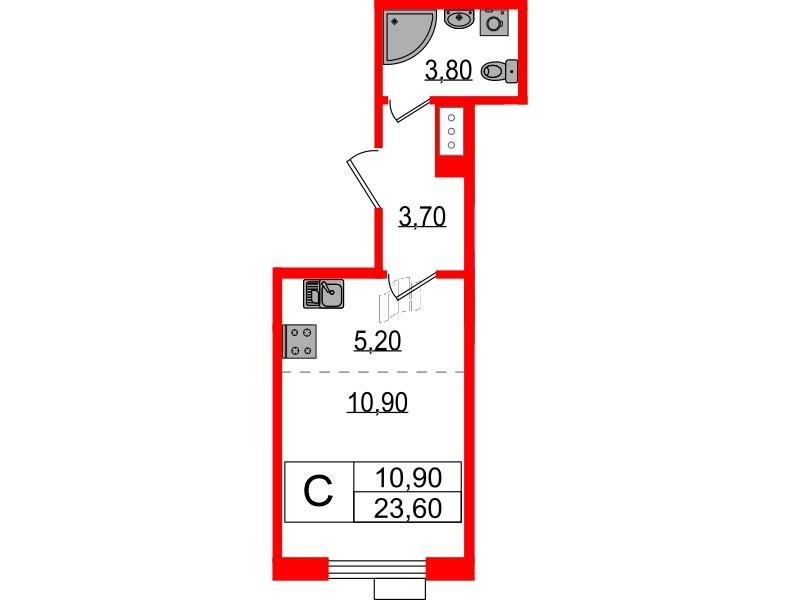 Студия 23 м2 в ЖК Парусная 1 корпус null этаж 4