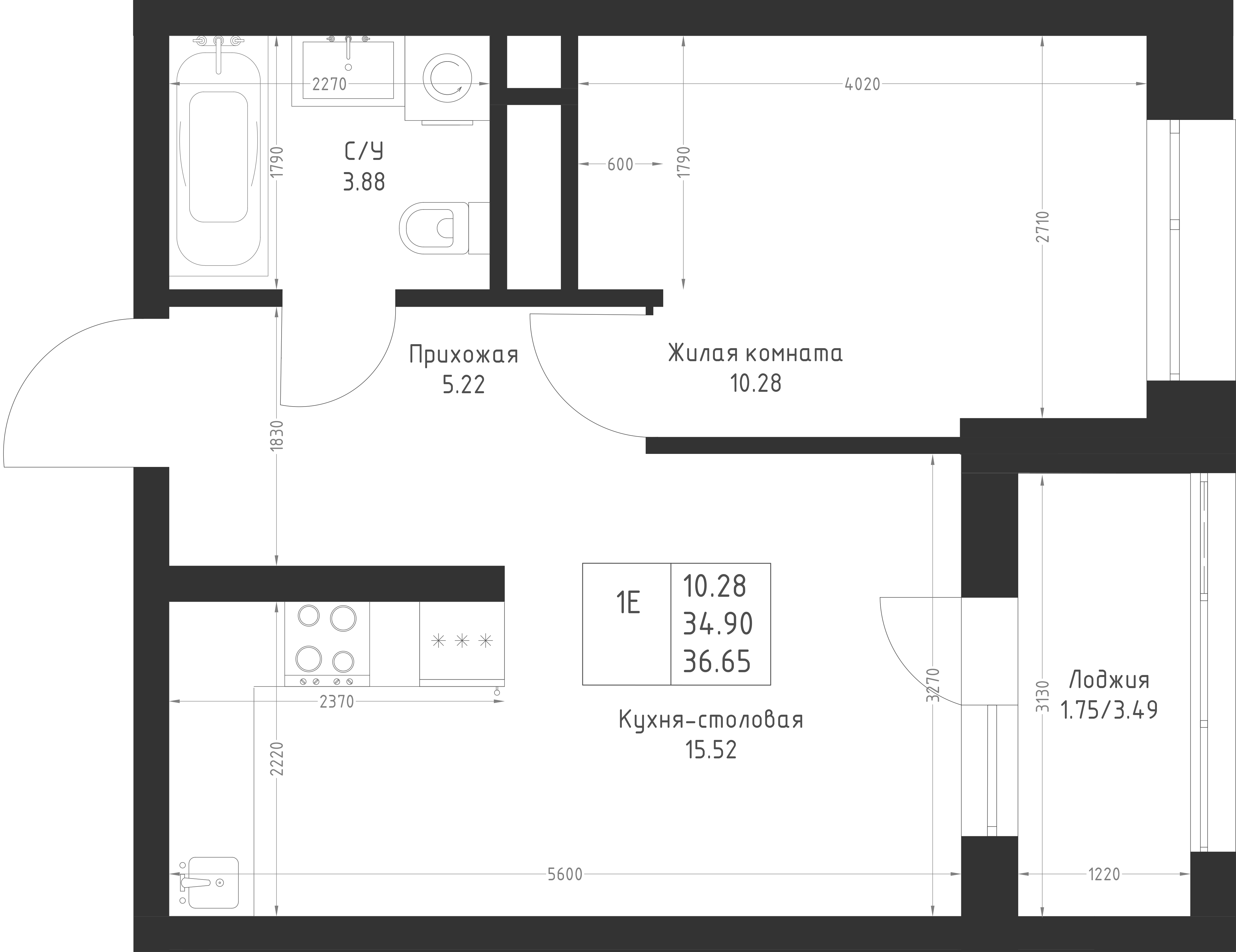 Студия 36 м2 в ЖК Мой Ритм корпус null этаж 13