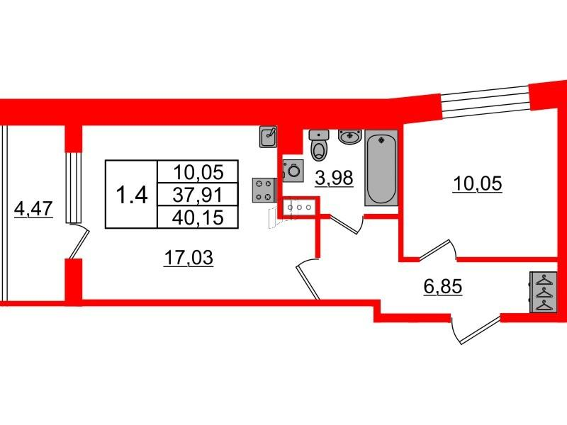 1-комнатная 37 м2 в ЖК Бионика Заповедная корпус null этаж 8