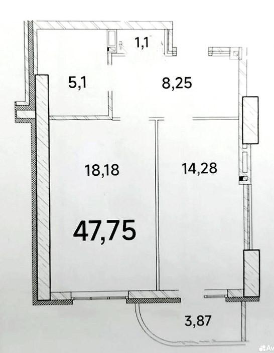 1-комнатная 47.8 м2 в ЖК undefined корпус null этаж 11