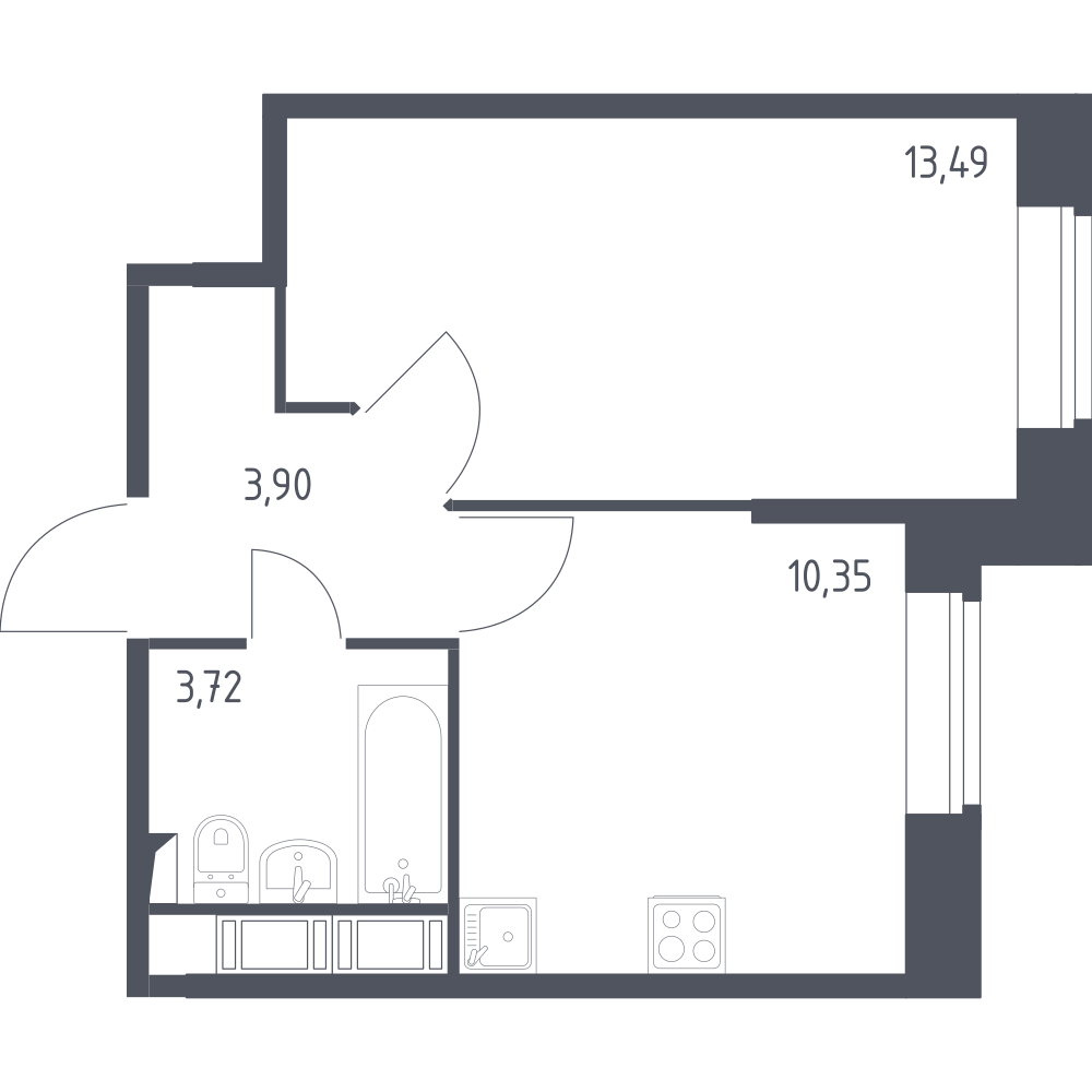 1-комнатная 31 м2 в ЖК Новое Колпино корпус null этаж 2