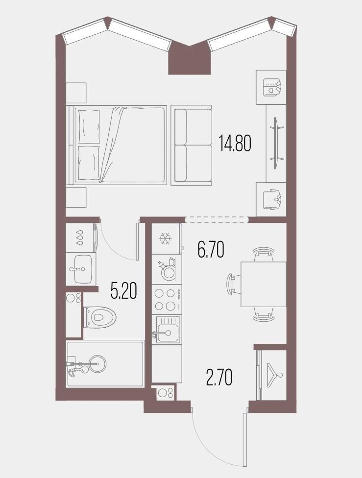 Студия 29.4 м2 в ЖК undefined корпус null этаж 29