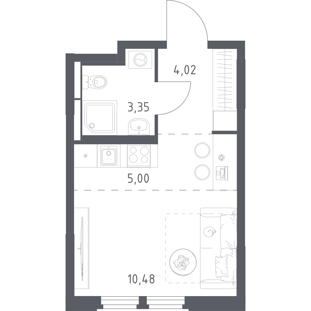Студия 22 м2 в ЖК Космический Квартал корпус null этаж 3
