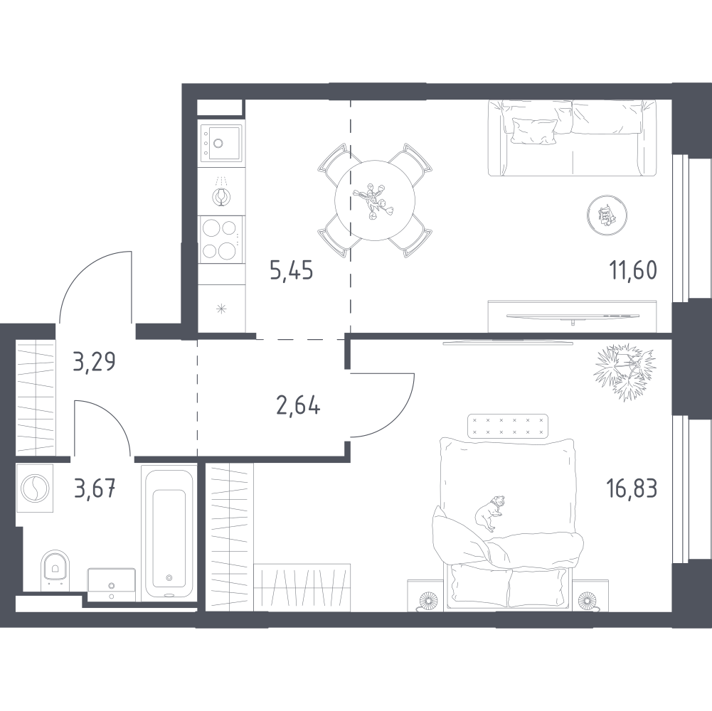 Студия 43 м2 в ЖК Заречье Парк корпус null этаж 8