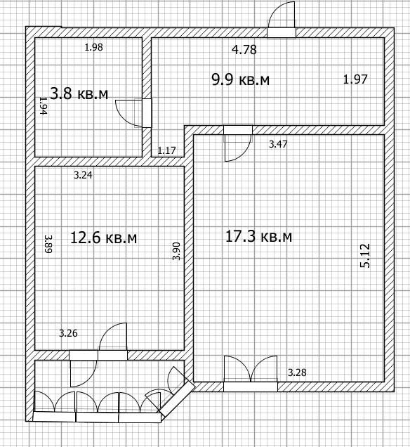1-комнатная 43.6 м2 в ЖК undefined корпус null этаж 9