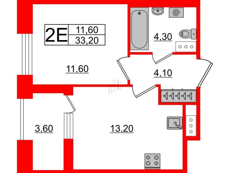 1-комнатная 33 м2 в ЖК Svetlana Park корпус null этаж 8