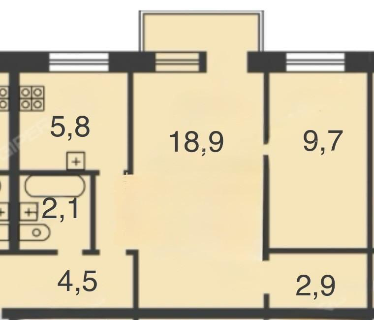 2-комнатная 43.9 м2 в ЖК undefined корпус null этаж 3