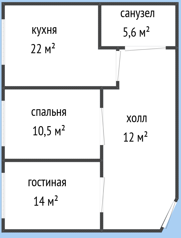 2-комнатная 65 м2 в ЖК undefined корпус null этаж 4