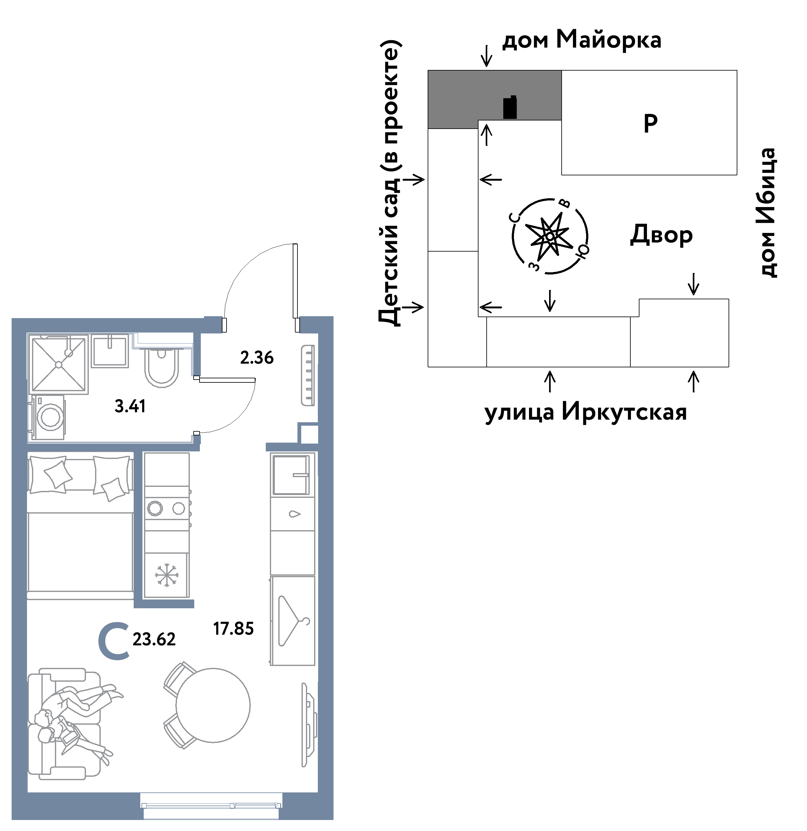 Студия 23 м2 в ЖК Остров-сад корпус null этаж 12