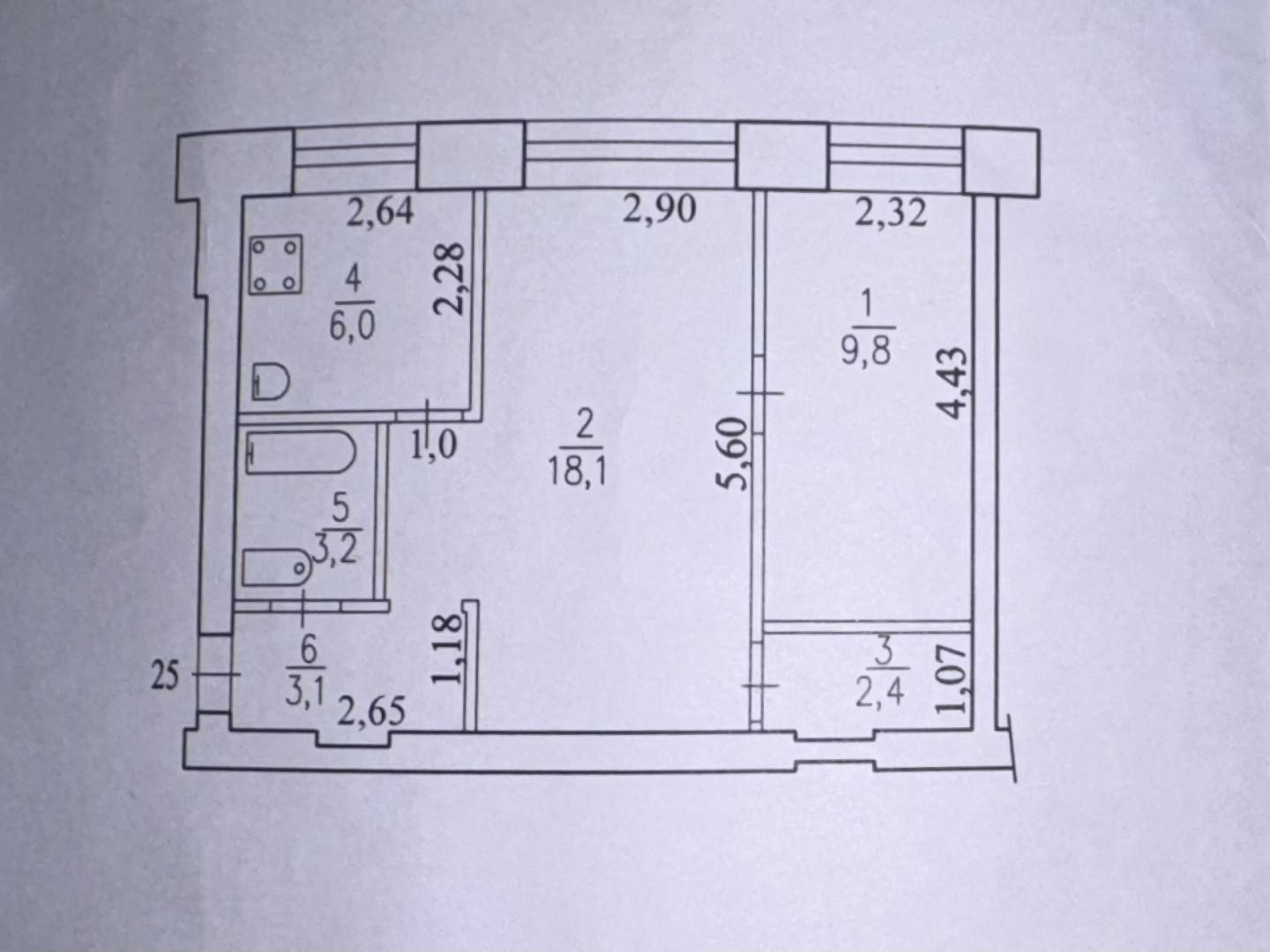 2-комнатная 42.6 м2 в ЖК undefined корпус null этаж 1