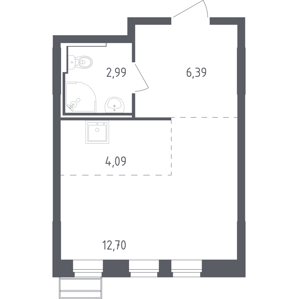 Студия 26 м2 в ЖК Рублёвский Квартал корпус null этаж 5