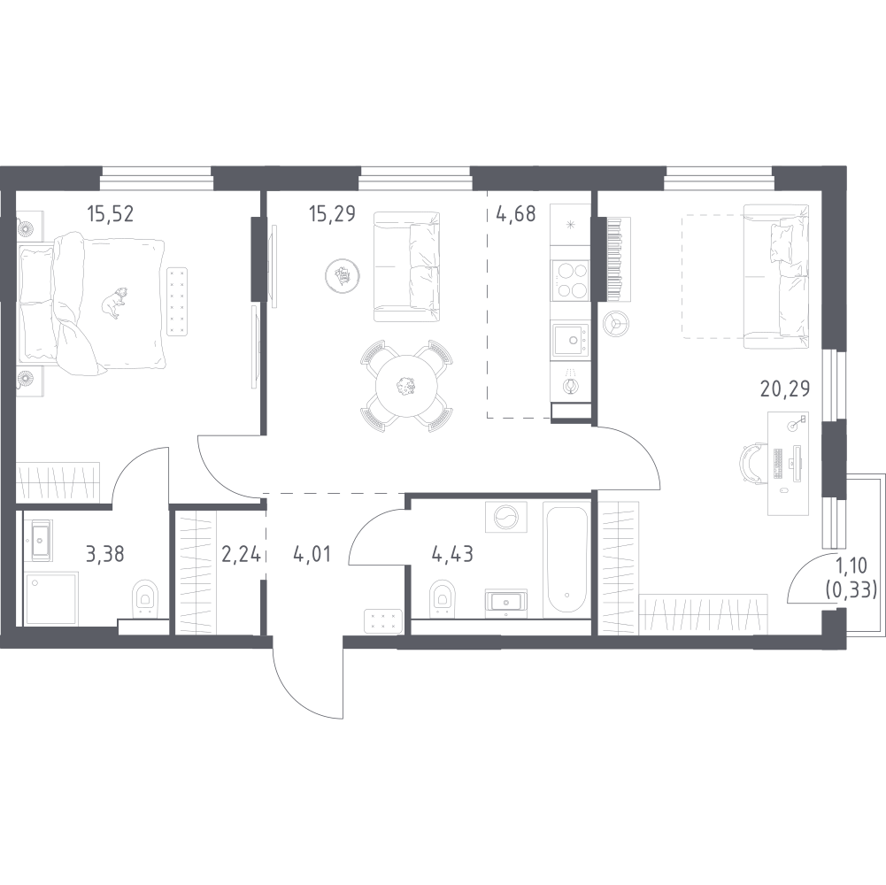 Студия 70 м2 в ЖК Урбан Тау корпус null этаж 15