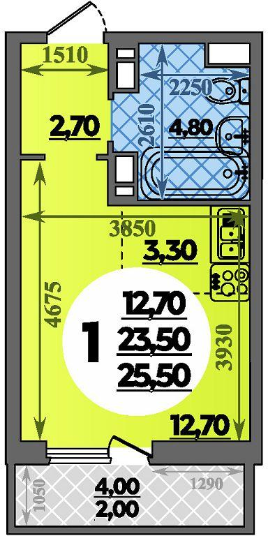 Студия 25 м2 в ЖК Парк у дома корпус null этаж 8