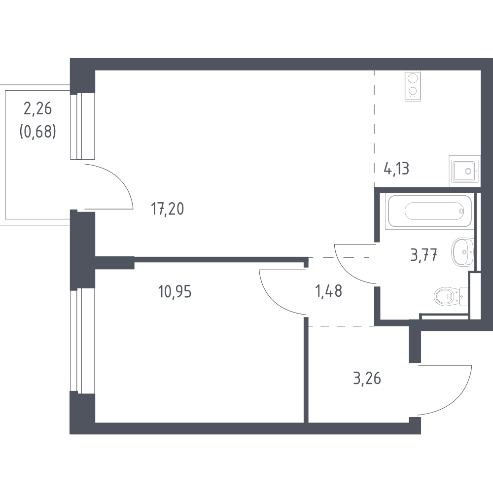 Студия 41 м2 в ЖК Егорово парк корпус null этаж 5