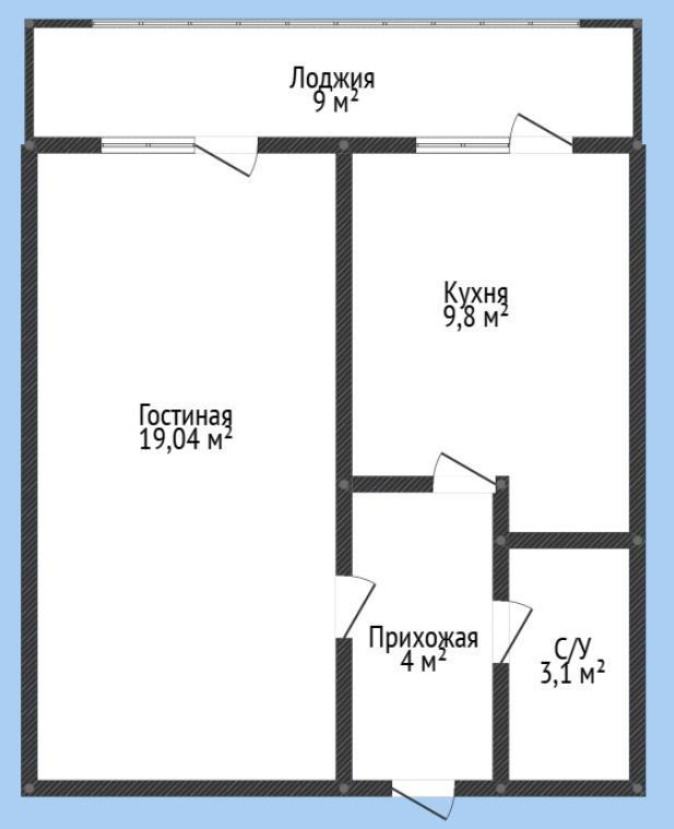 1-комнатная 46 м2 в ЖК undefined корпус null этаж 9