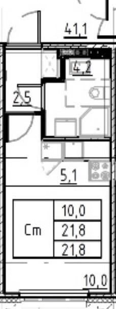 Студия 21.8 м2 в ЖК undefined корпус null этаж 3