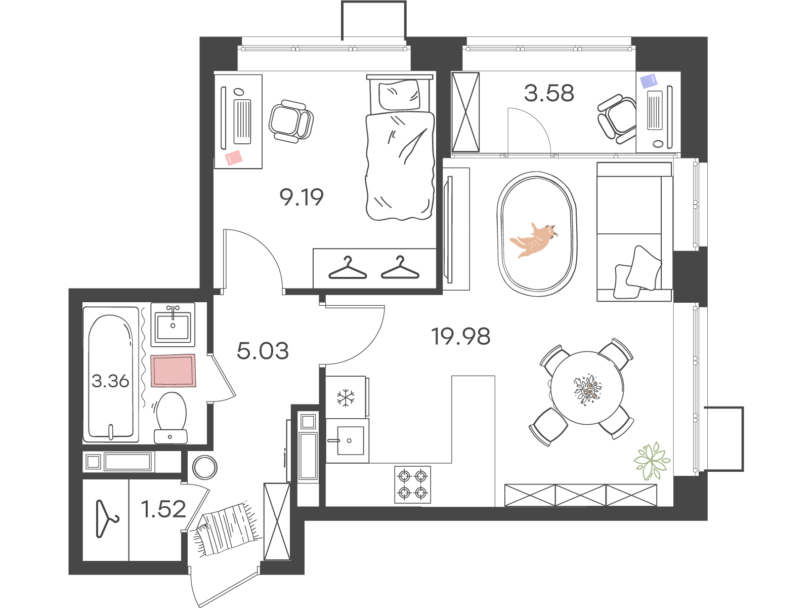 Студия 42 м2 в ЖК Новая Жизнь - Львовская корпус null этаж 3