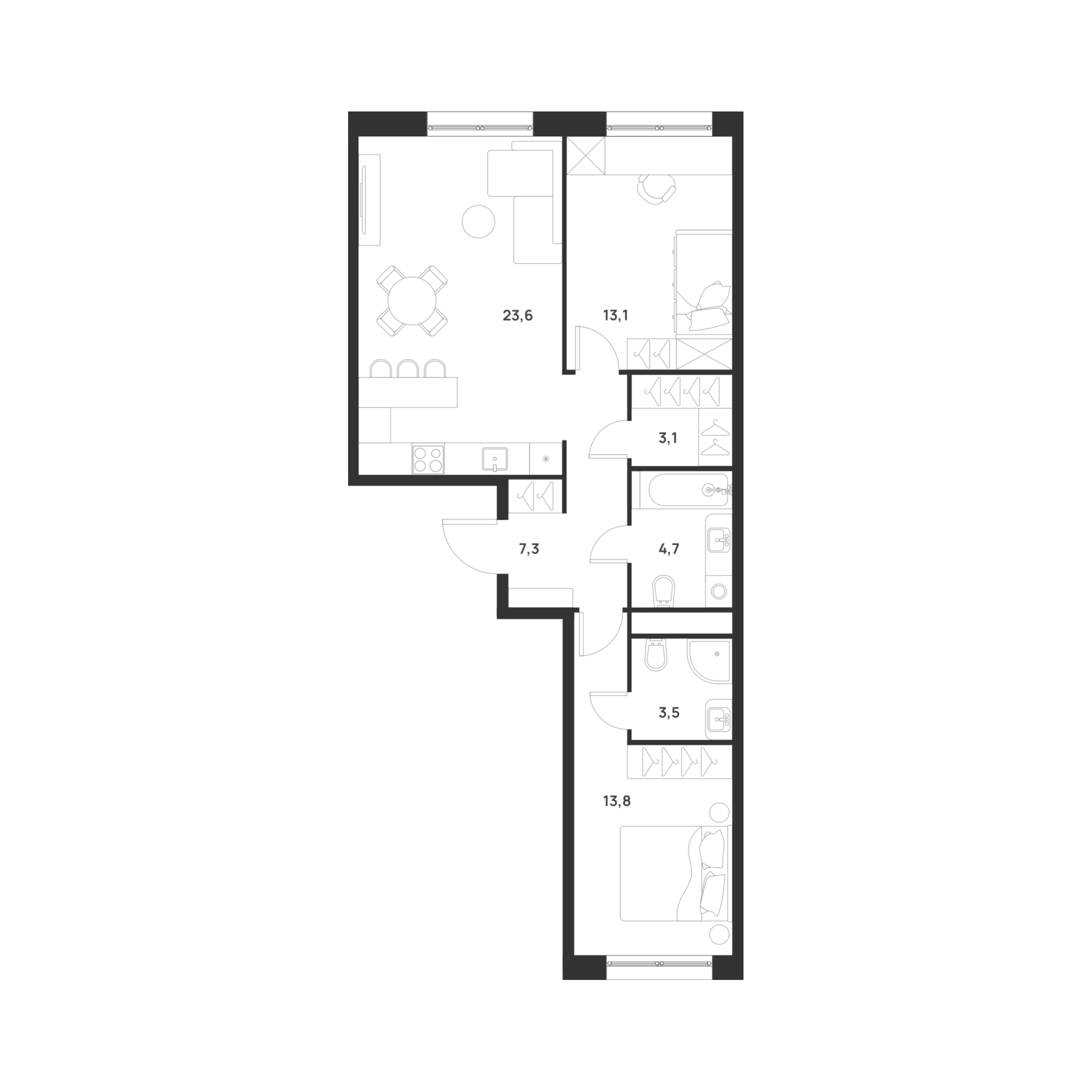 Студия 69 м2 в ЖК Форевиль корпус null этаж 10