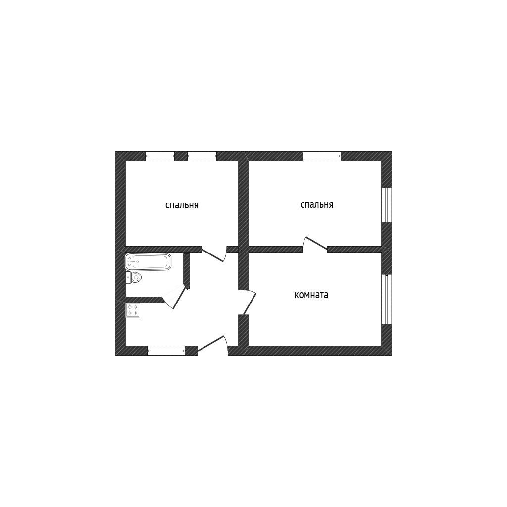 3-комнатная 49.5 м2 в ЖК undefined корпус null этаж 2