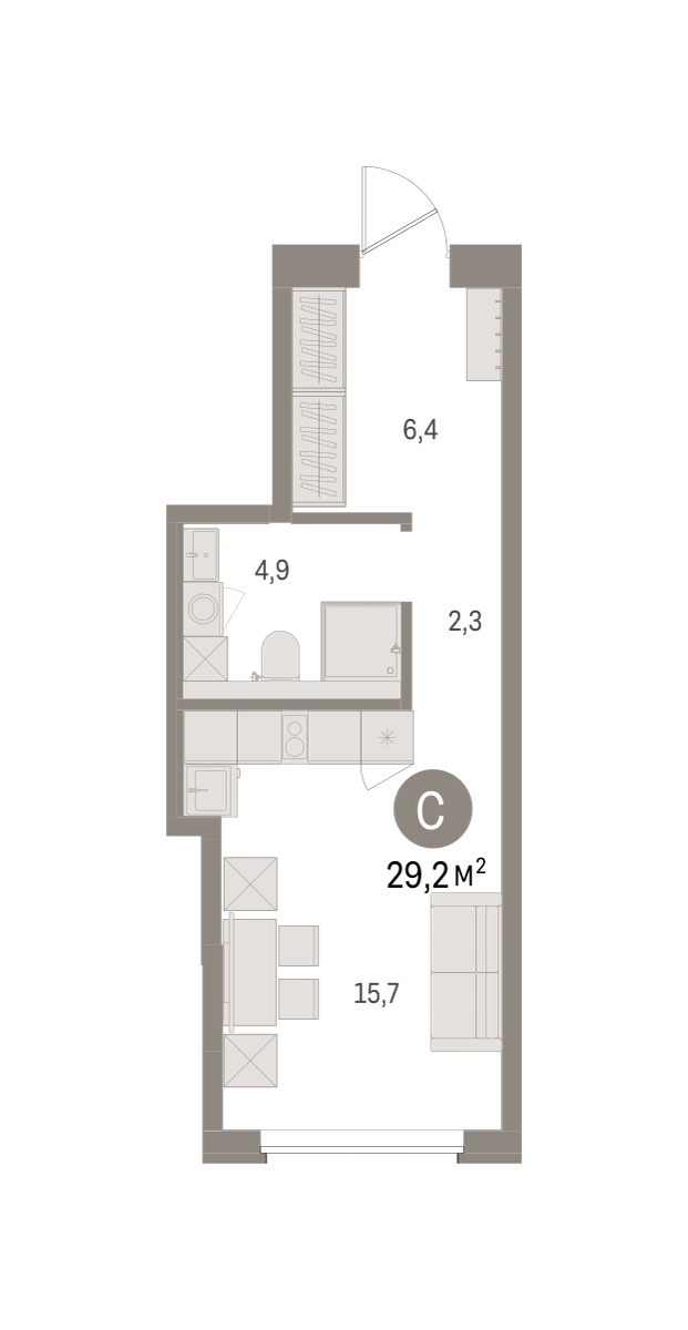 Студия 29 м2 в ЖК Северный ветер корпус null этаж 2