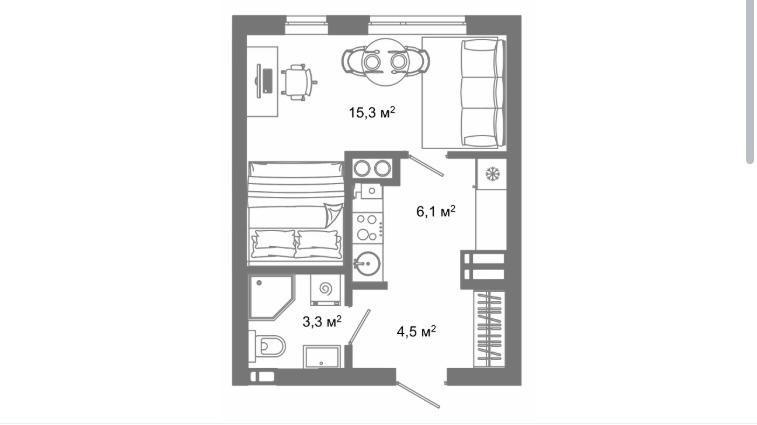 Студия 29.2 м2 в ЖК undefined корпус null этаж 14