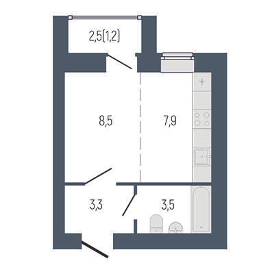 Студия 25 м2 в ЖК Философия Идеалистов на Первомайском корпус null этаж 8
