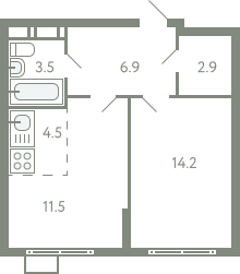 Студия 42 м2 в ЖК Ново-Молоково корпус null этаж 4