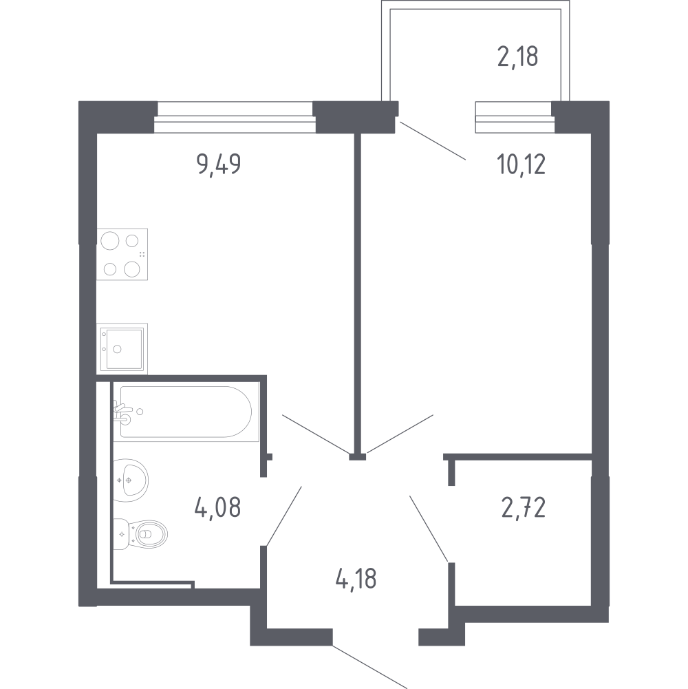 1-комнатная 32 м2 в ЖК Чаркова 72 корпус null этаж 7