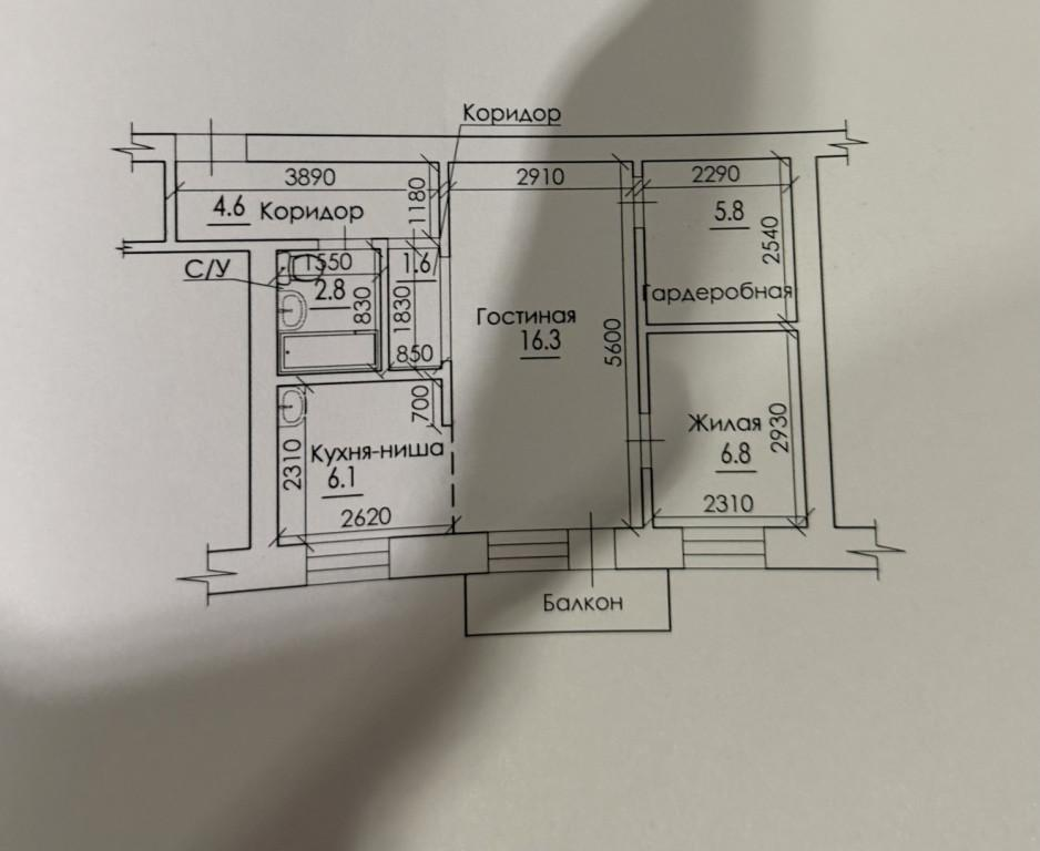 2-комнатная 44.5 м2 в ЖК undefined корпус null этаж 3