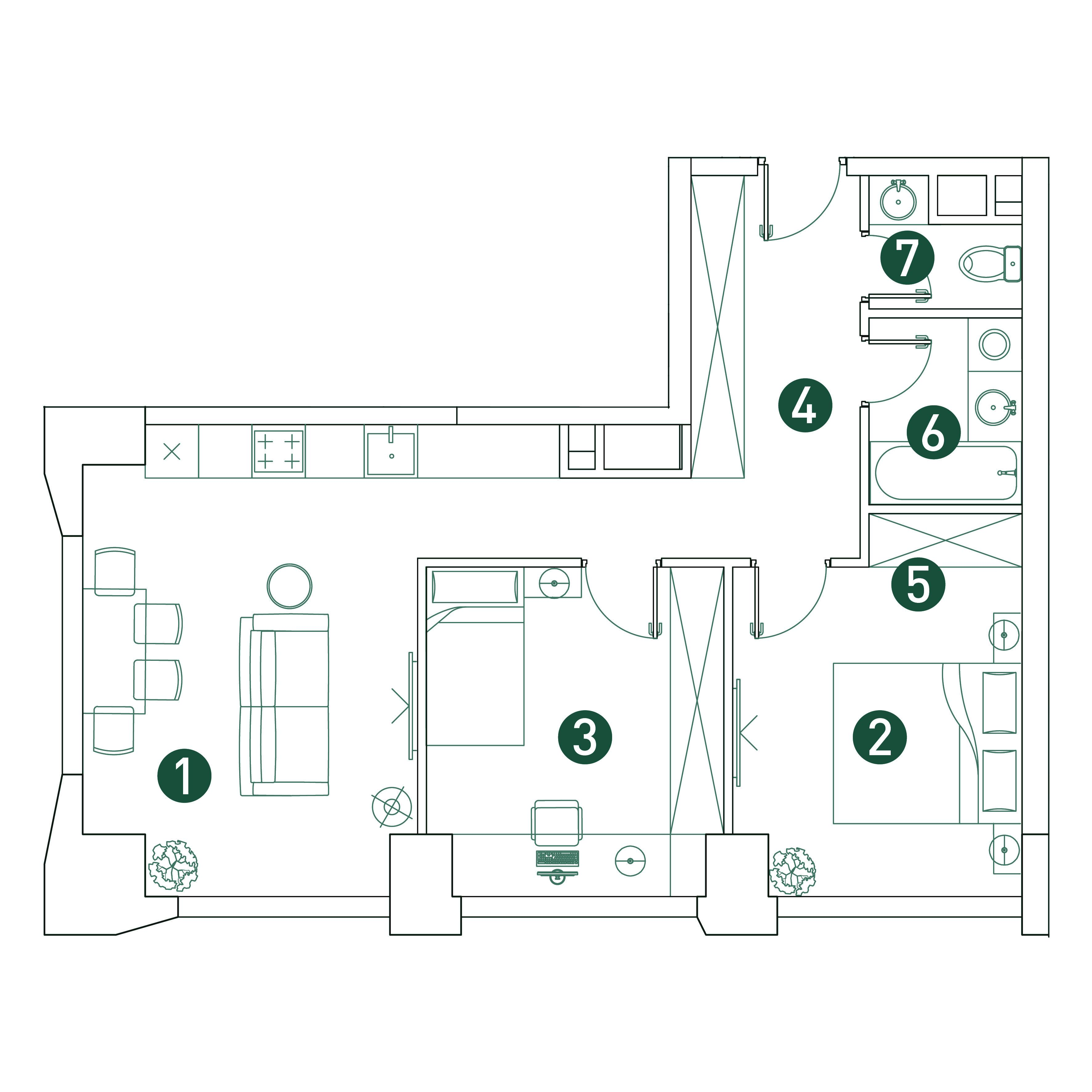 3-комнатная 61 м2 в ЖК ВЭРИ корпус null этаж 12