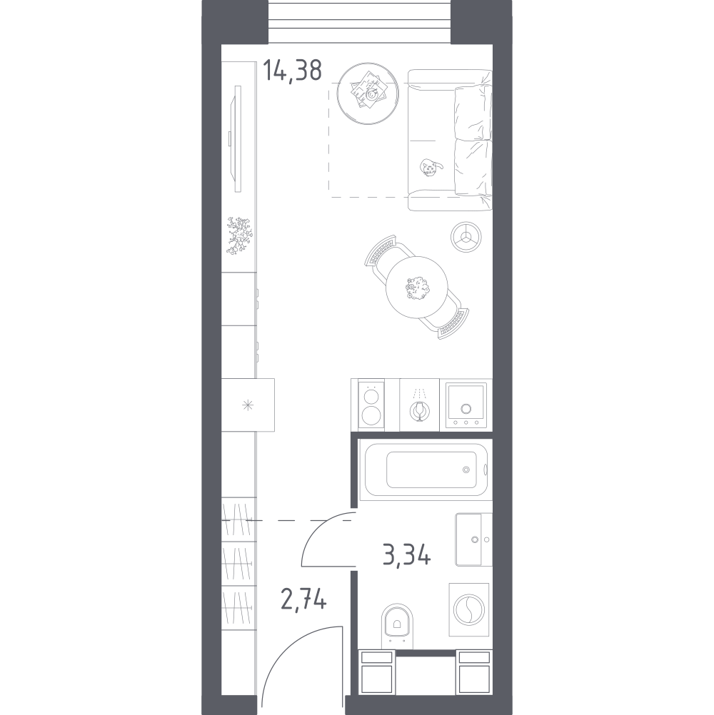 Студия 20 м2 в ЖК Пятницкое 58 корпус null этаж 4