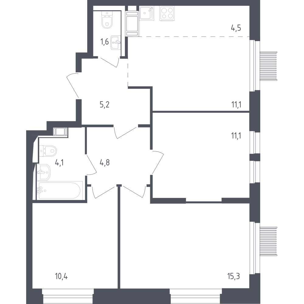 Студия 67 м2 в ЖК Мытищи Парк корпус null этаж 7