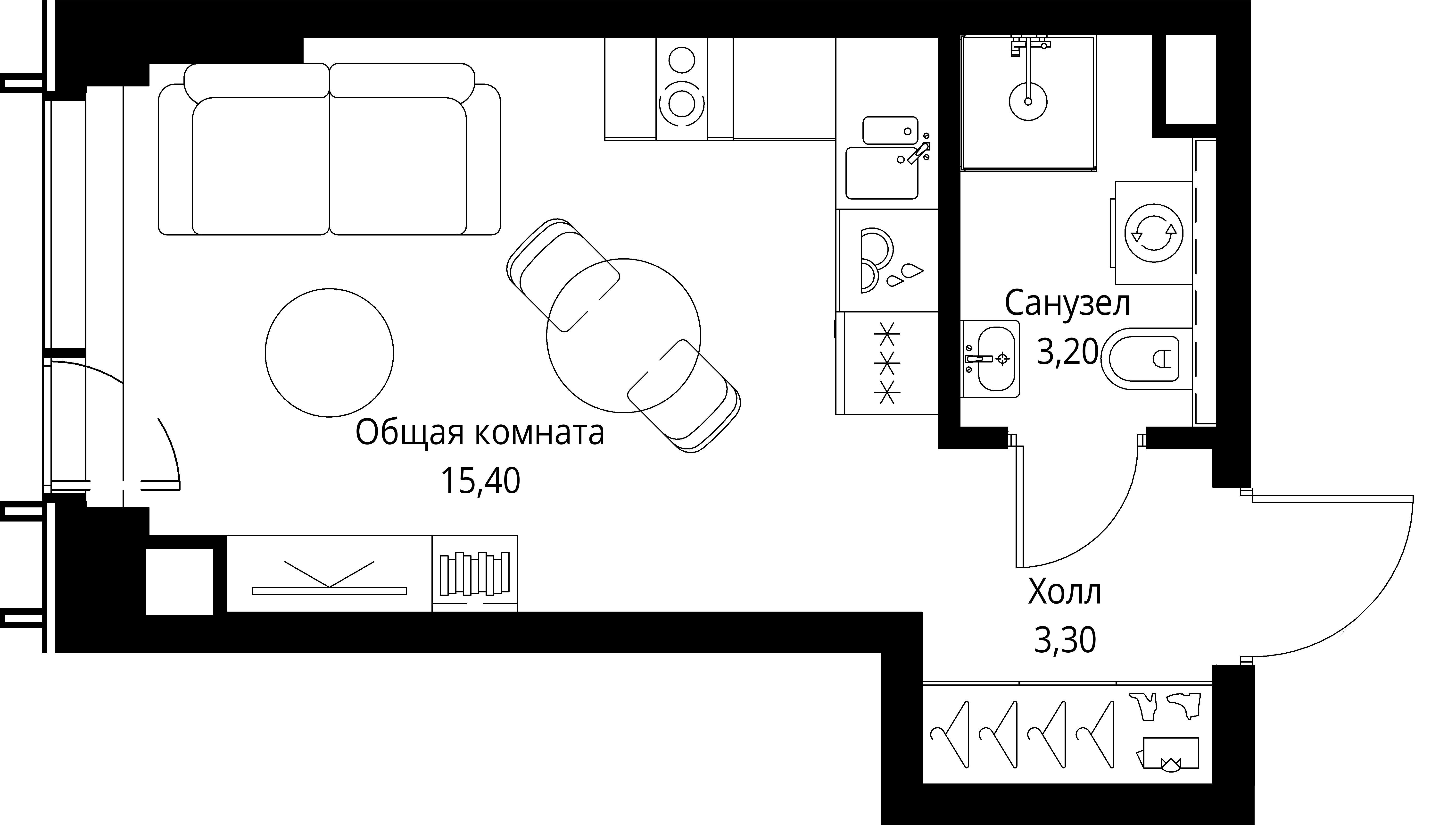 Студия 22 м2 в ЖК VEER корпус null этаж 20