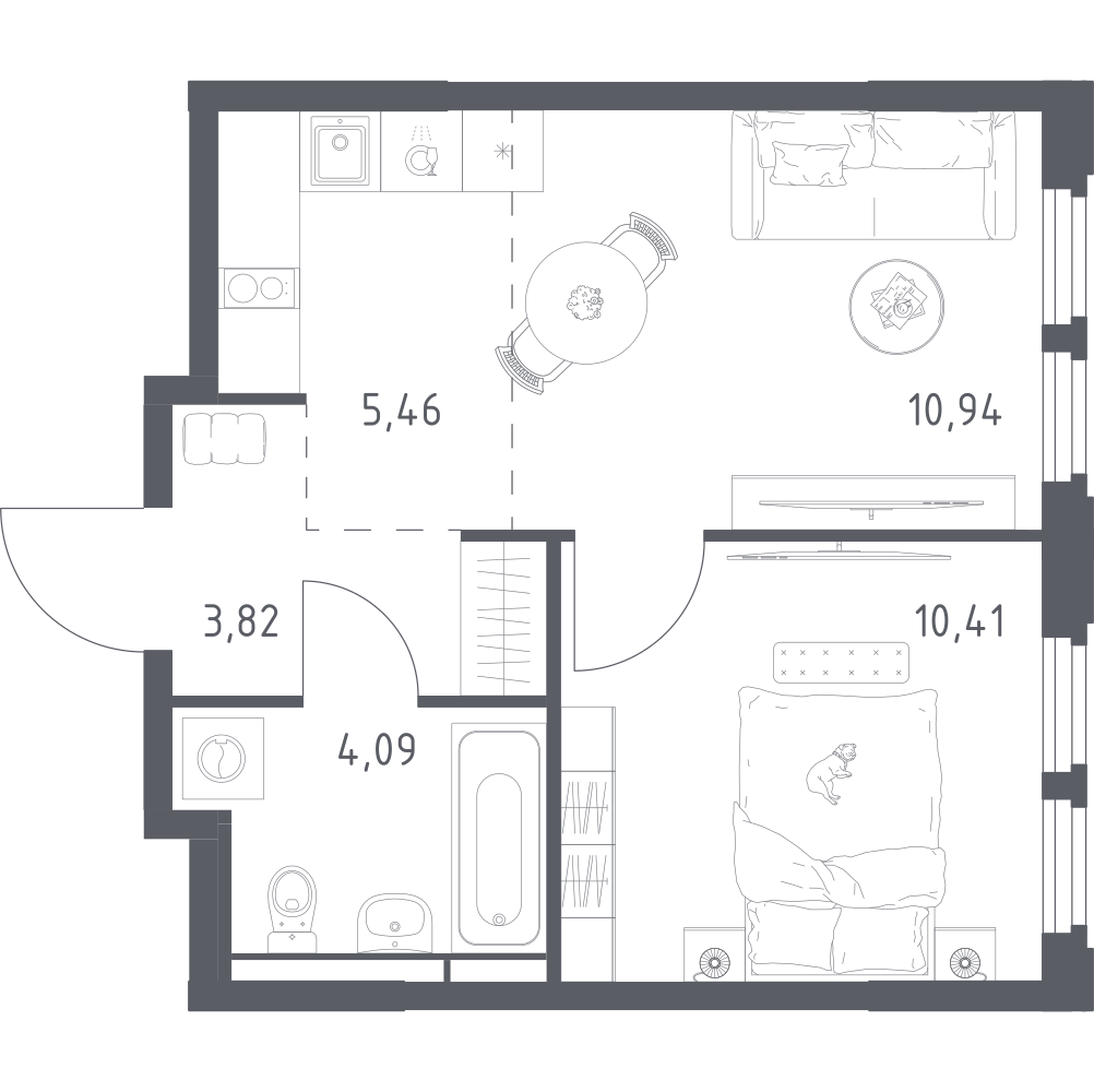 Студия 34 м2 в ЖК Космический Квартал корпус null этаж 8