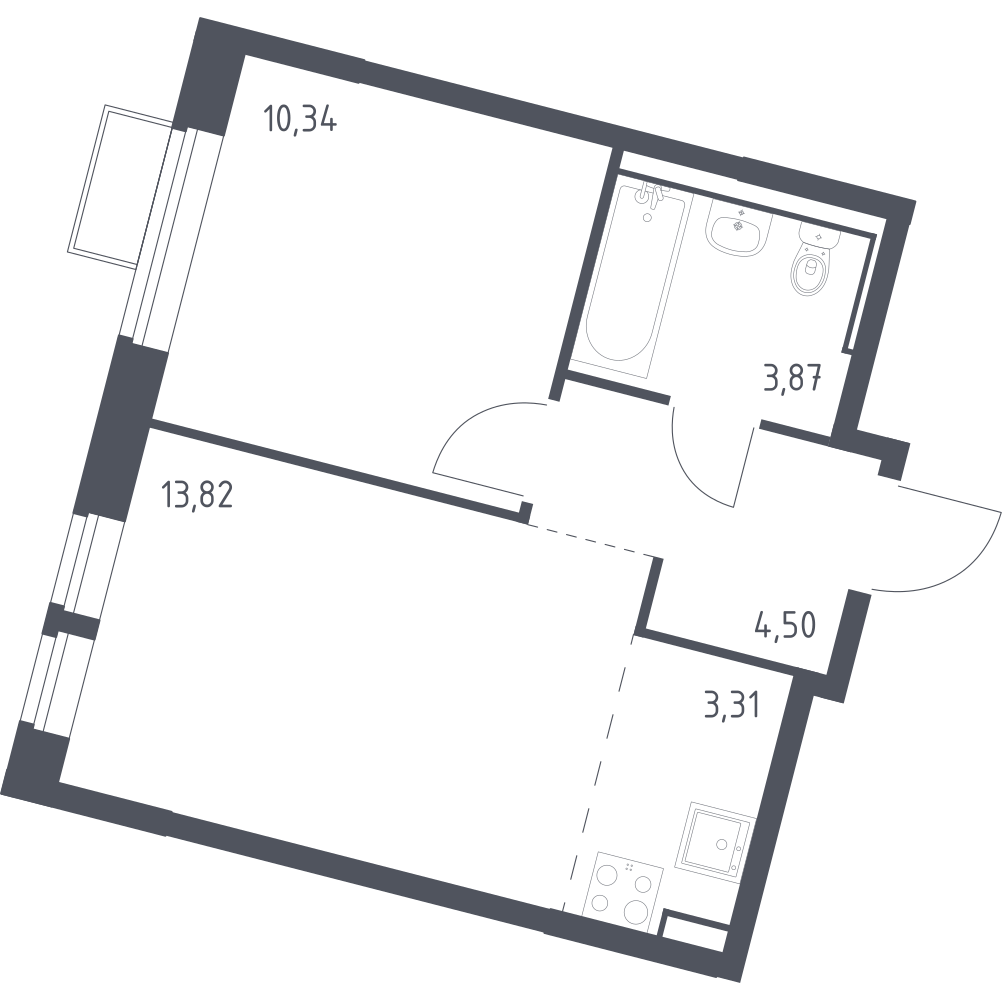 Студия 35 м2 в ЖК Молжаниново корпус null этаж 5