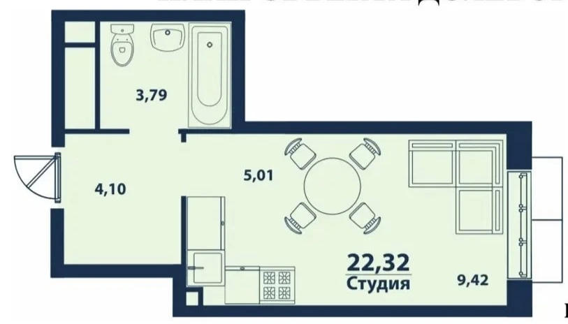 Студия 22.5 м2 в ЖК undefined корпус null этаж 15