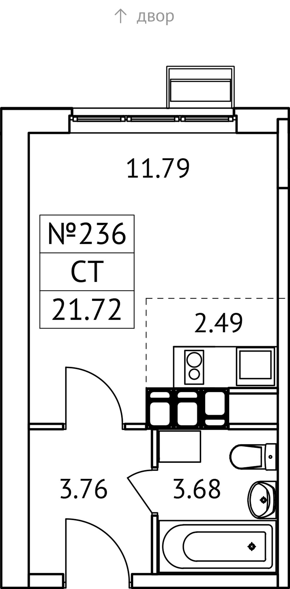 Студия 21 м2 в ЖК Новотомилино корпус null этаж 15