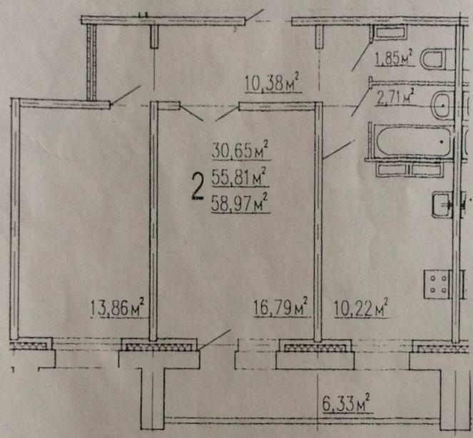 2-комнатная 59 м2 в ЖК undefined корпус null этаж 1