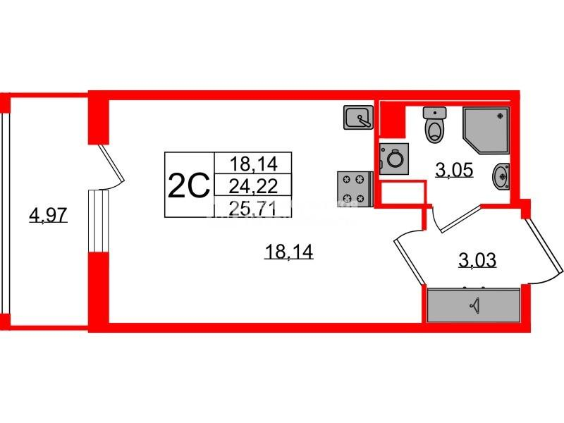 Студия 24 м2 в ЖК Астра Континенталь корпус null этаж 11