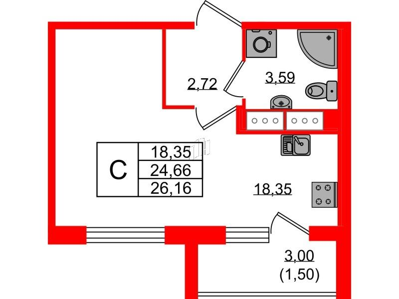 Студия 26 м2 в ЖК Квартал Заречье корпус null этаж 4