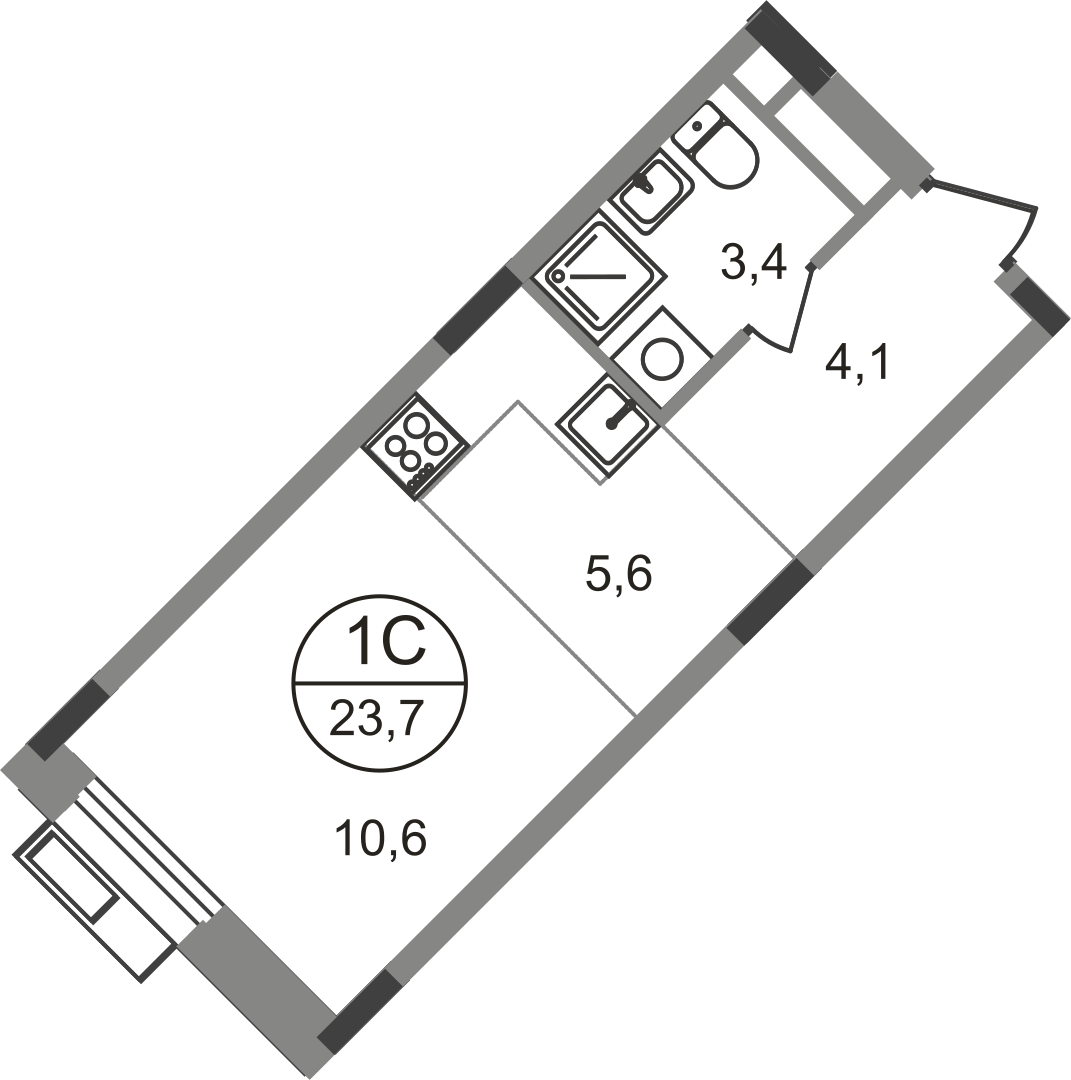 Студия 23 м2 в ЖК Резиденции Сколково корпус null этаж 5