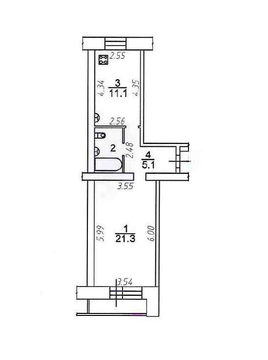 1-комнатная 41.4 м2 в ЖК undefined корпус null этаж 1