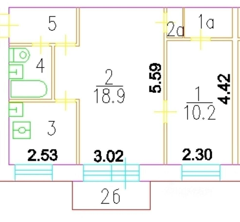 2-комнатная 43.6 м2 в ЖК undefined корпус null этаж 2