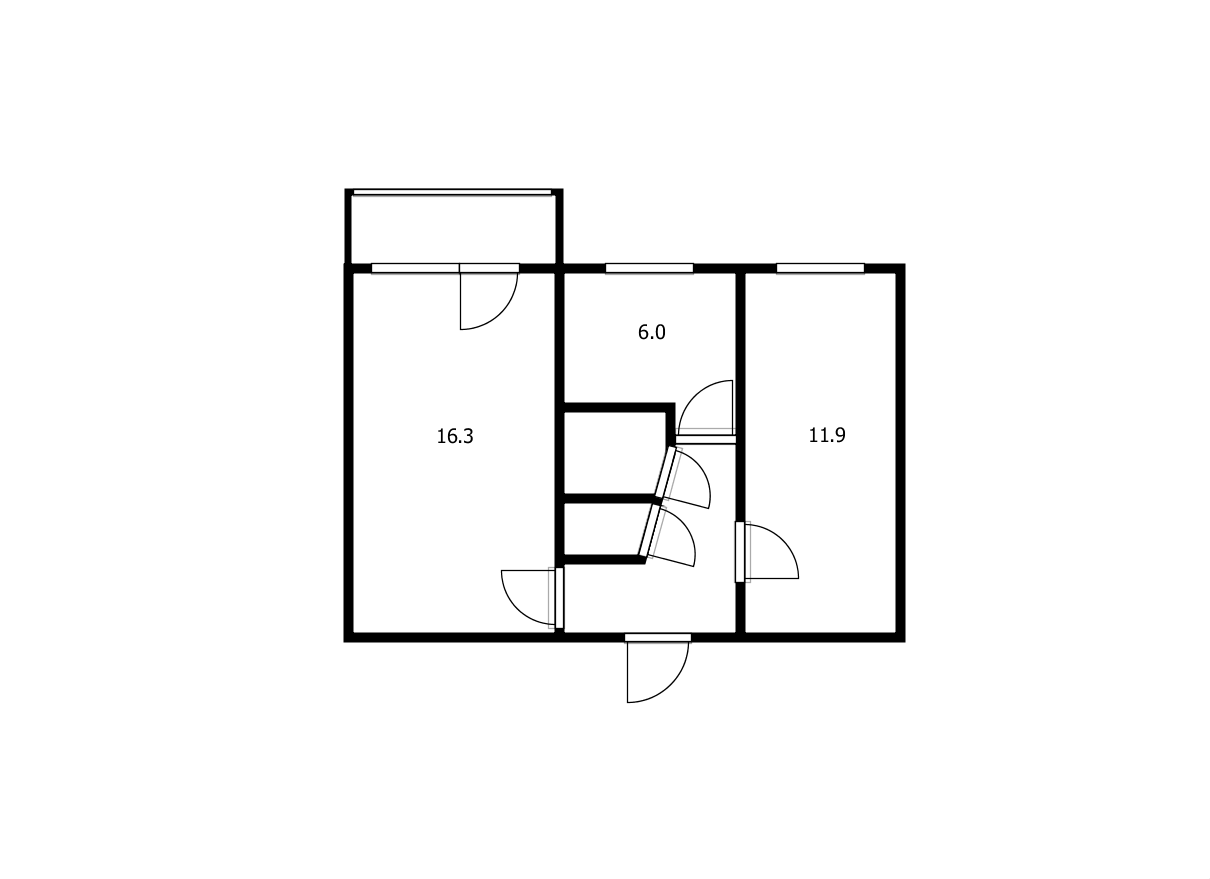 2-комнатная 43.3 м2 в ЖК undefined корпус null этаж 4