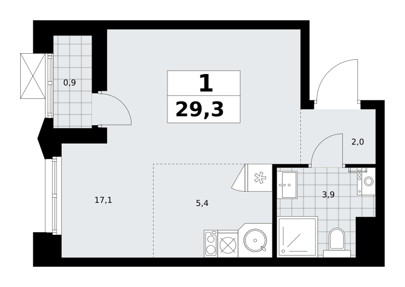 Студия 29 м2 в ЖК Деснаречье корпус null этаж 4