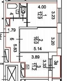 2-комнатная 54.8 м2 в ЖК undefined корпус null этаж 20