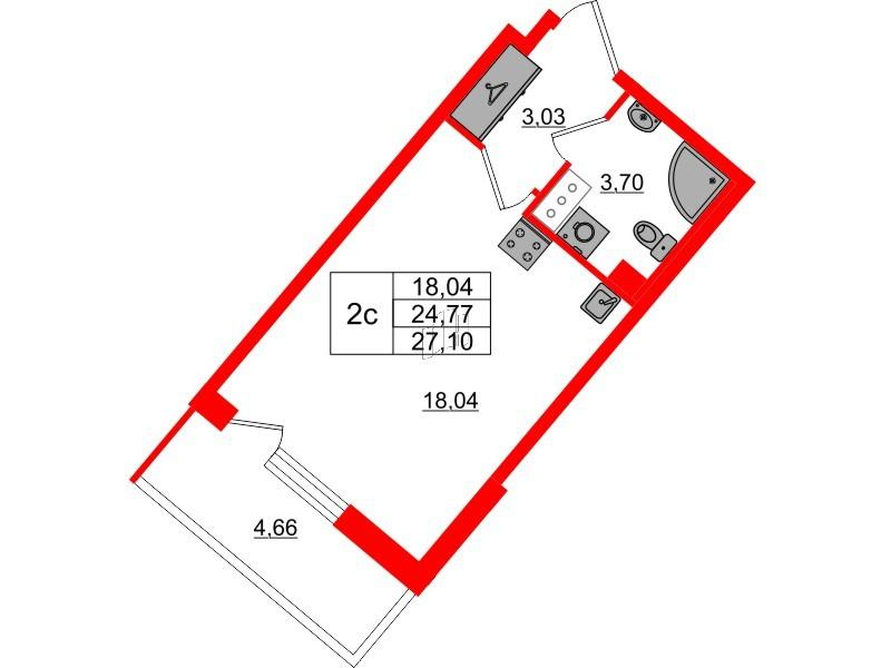 Студия 24 м2 в ЖК Pulse Premier корпус null этаж 13