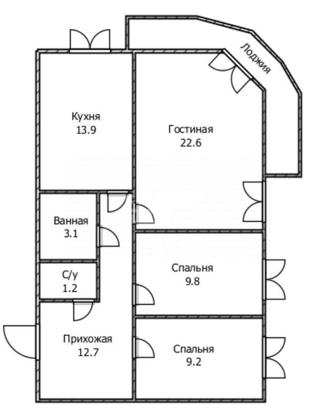 3-комнатная 72.5 м2 в ЖК undefined корпус null этаж 15