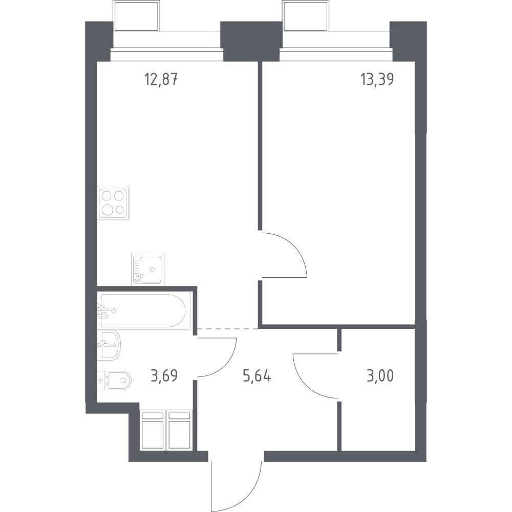 1-комнатная 38 м2 в ЖК Тропарево Парк корпус null этаж 23